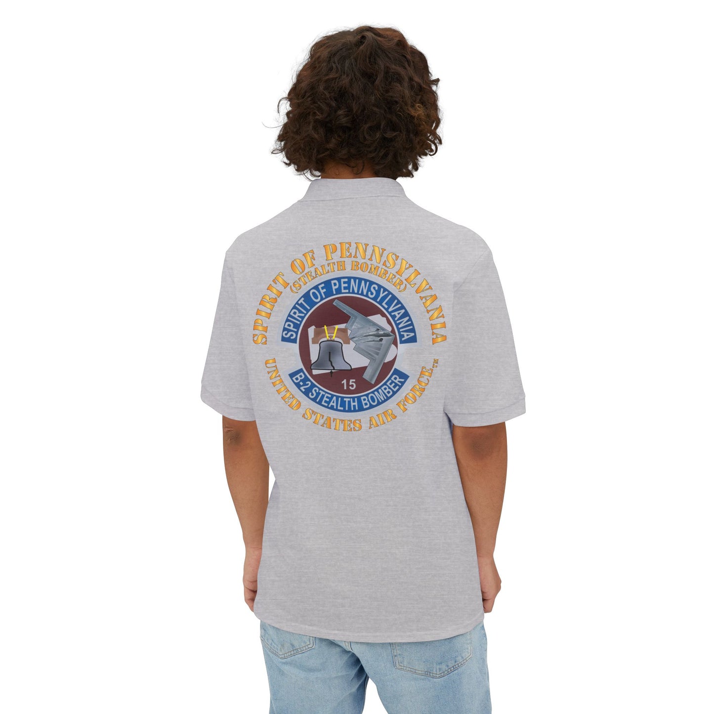Men's Piqué Polo - USAF - B2 - Spirit of Pennsylvania Stealth Bomber X 300