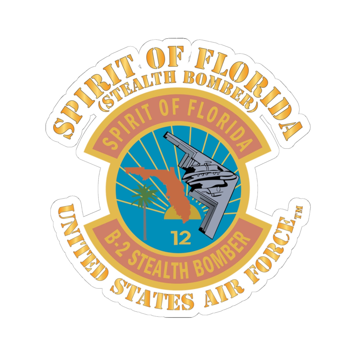 Kiss-Cut Stickers - USAF - B2 - Spirit of Florida - Stealth Bomber X 300