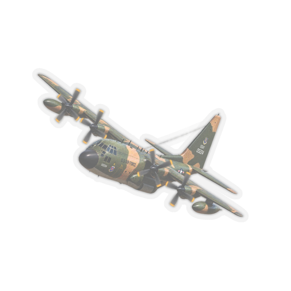 Kiss-Cut Stickers - C-130  Aircraft - Camo - Landing - Hard Left Bank