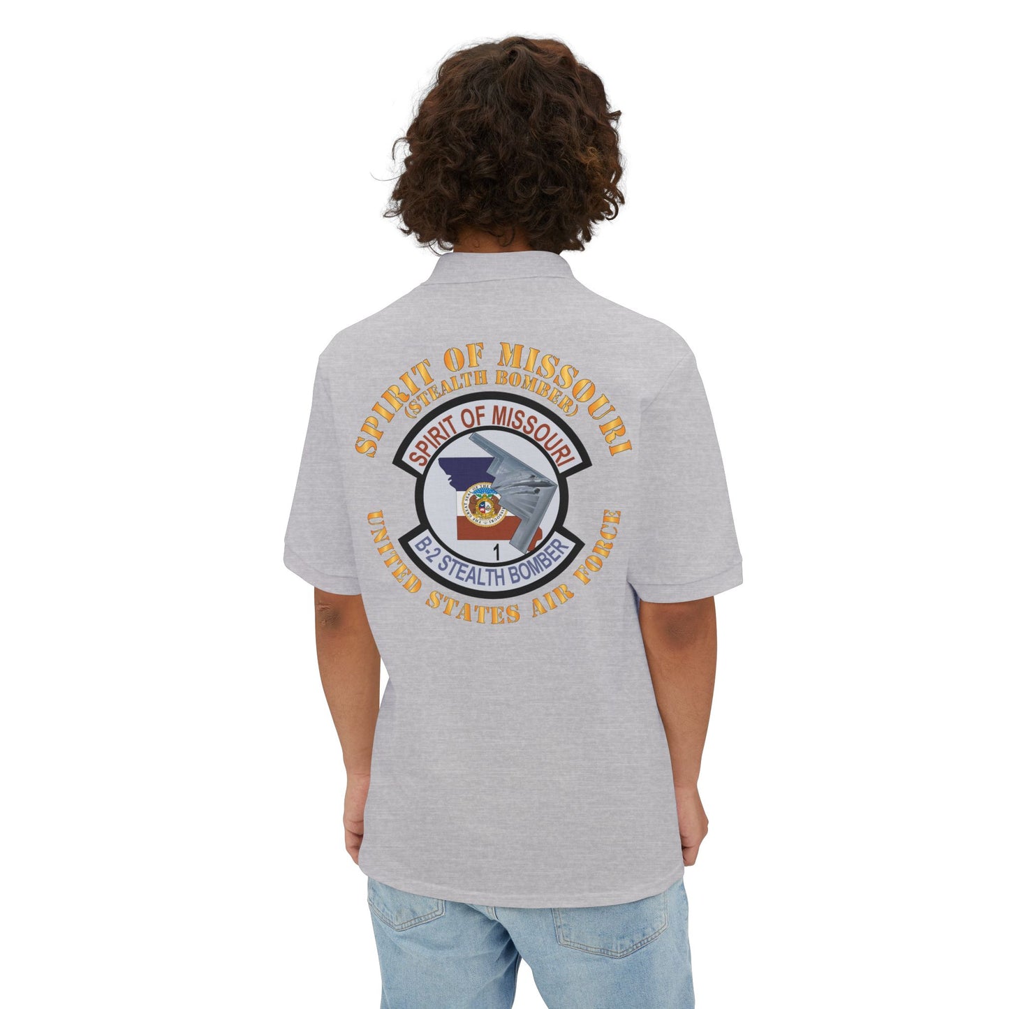 Men's Piqué Polo - USAF - B2 - Spirit of Missouri Stealth Bomber X 300