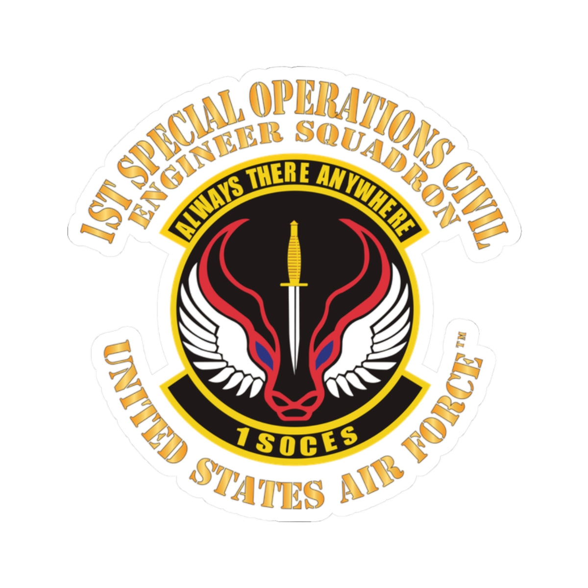 Kiss-Cut Stickers - USAF - 1st Special Operations Civil Engineer Sq X 300