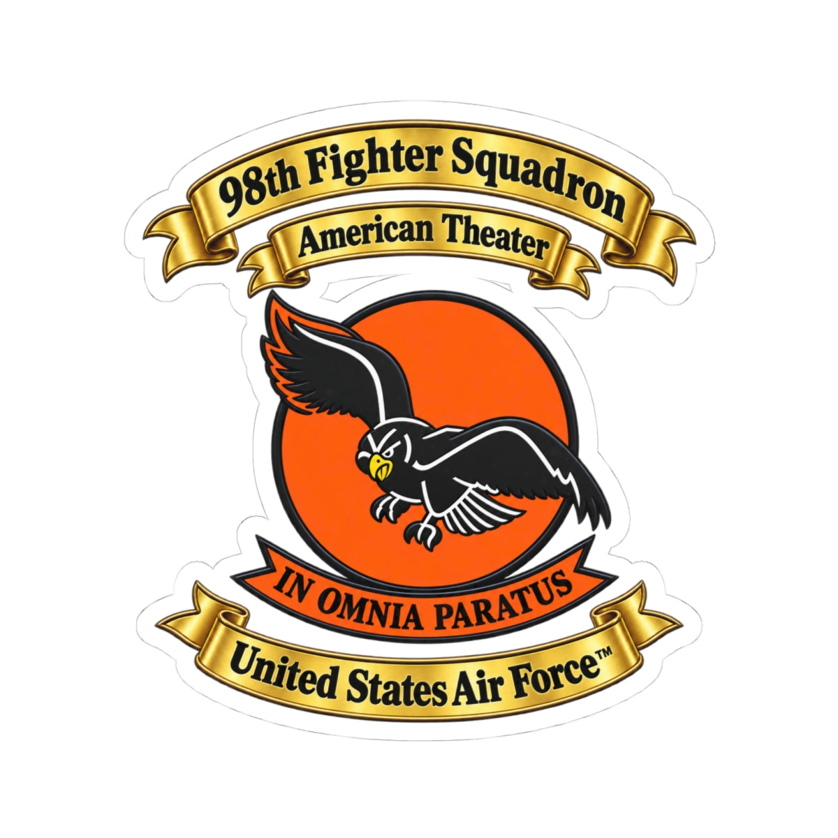 Kiss-Cut Stickers - 98th Fighter-Interceptor Squadron - SSI - American Theater - USAAF - 3D - Transparent