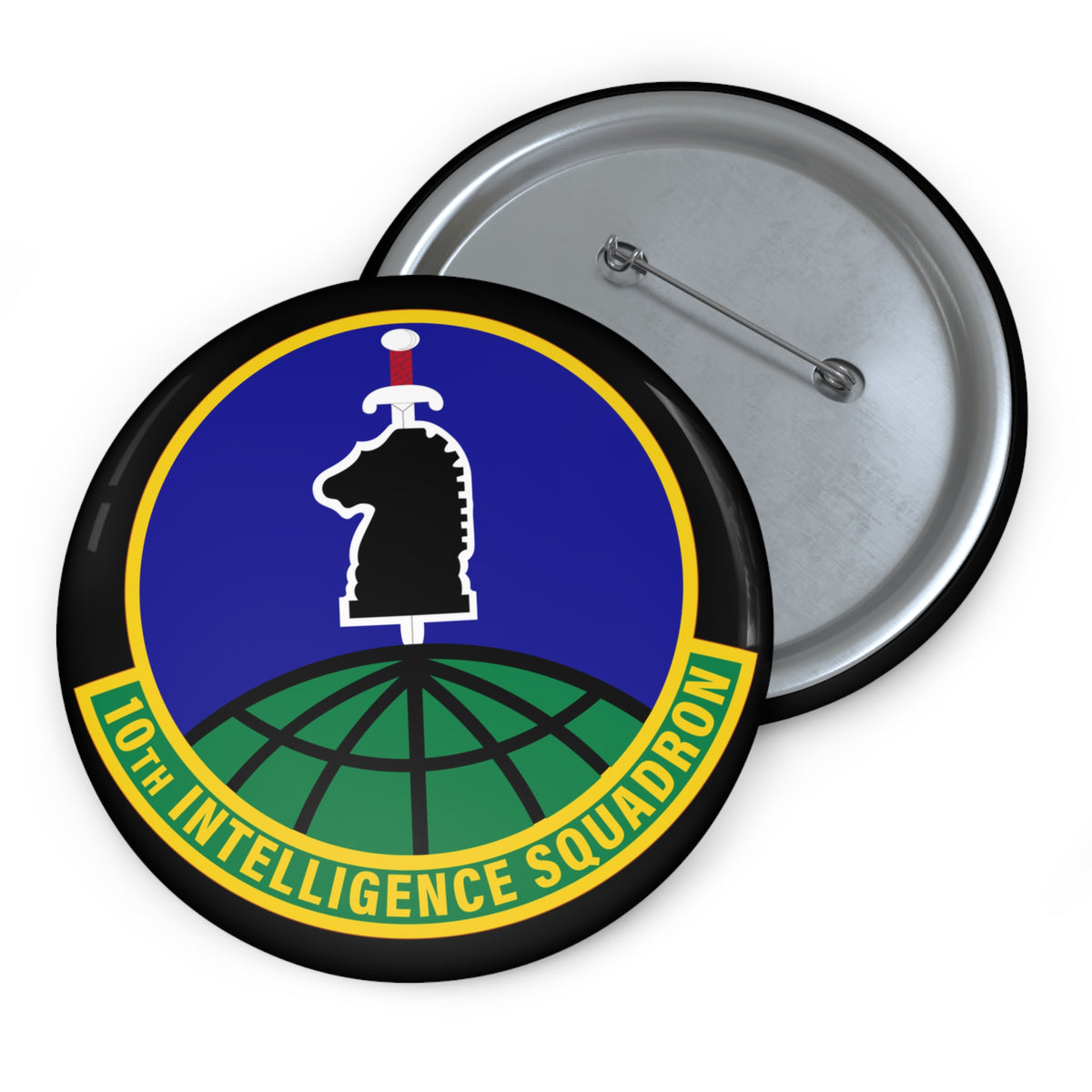 Custom Pin Button - USAF - 10th Intelligence Support Sq wo txt