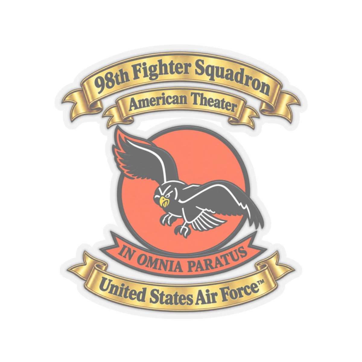 Kiss-Cut Stickers - 98th Fighter-Interceptor Squadron - SSI - American Theater - USAAF - 3D - Transparent