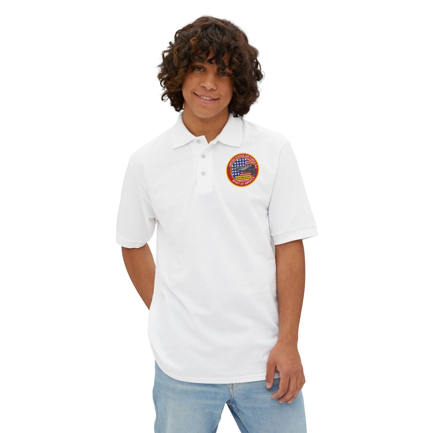 Men's Piqué Polo - USAF - B2 - Spirit - Stealth Bomber wo Txt