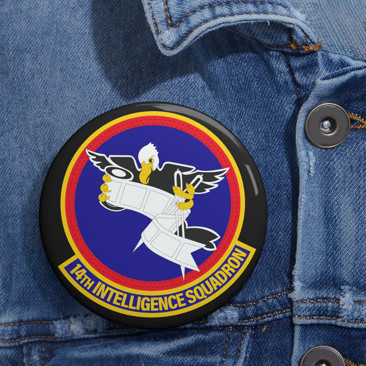 Custom Pin Button - USAF - 14th Intelligence Squadron wo txt