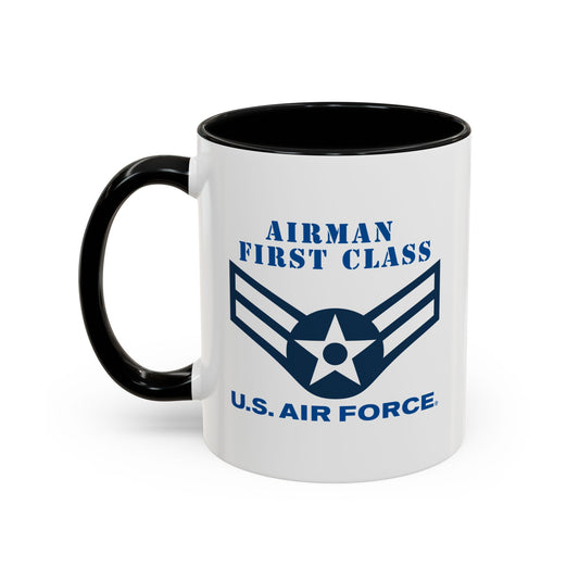 Accent Coffee Mug (11oz & 15oz) - USAF - Airman - First Class (E3) - 2020 - US Air Force w Text X 300