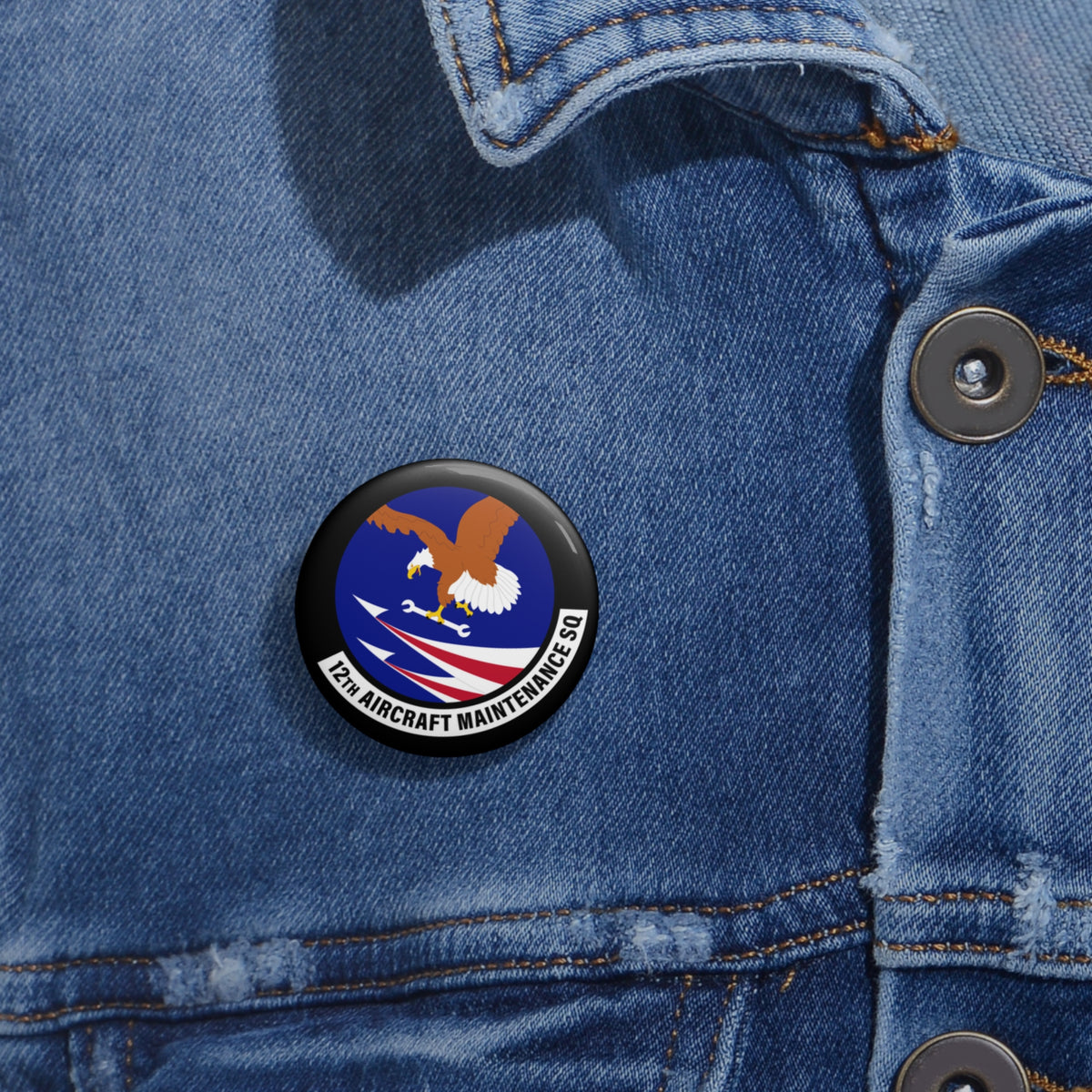 Custom Pin Button - USAF - 12th Aircraft Maintenance Squadron wo txt