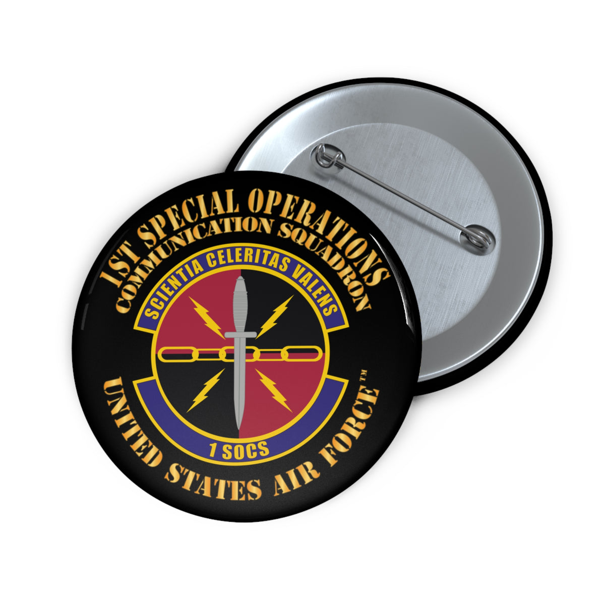 Custom Pin Button - USAF - 1st Special Operations Communication Squadron X 300