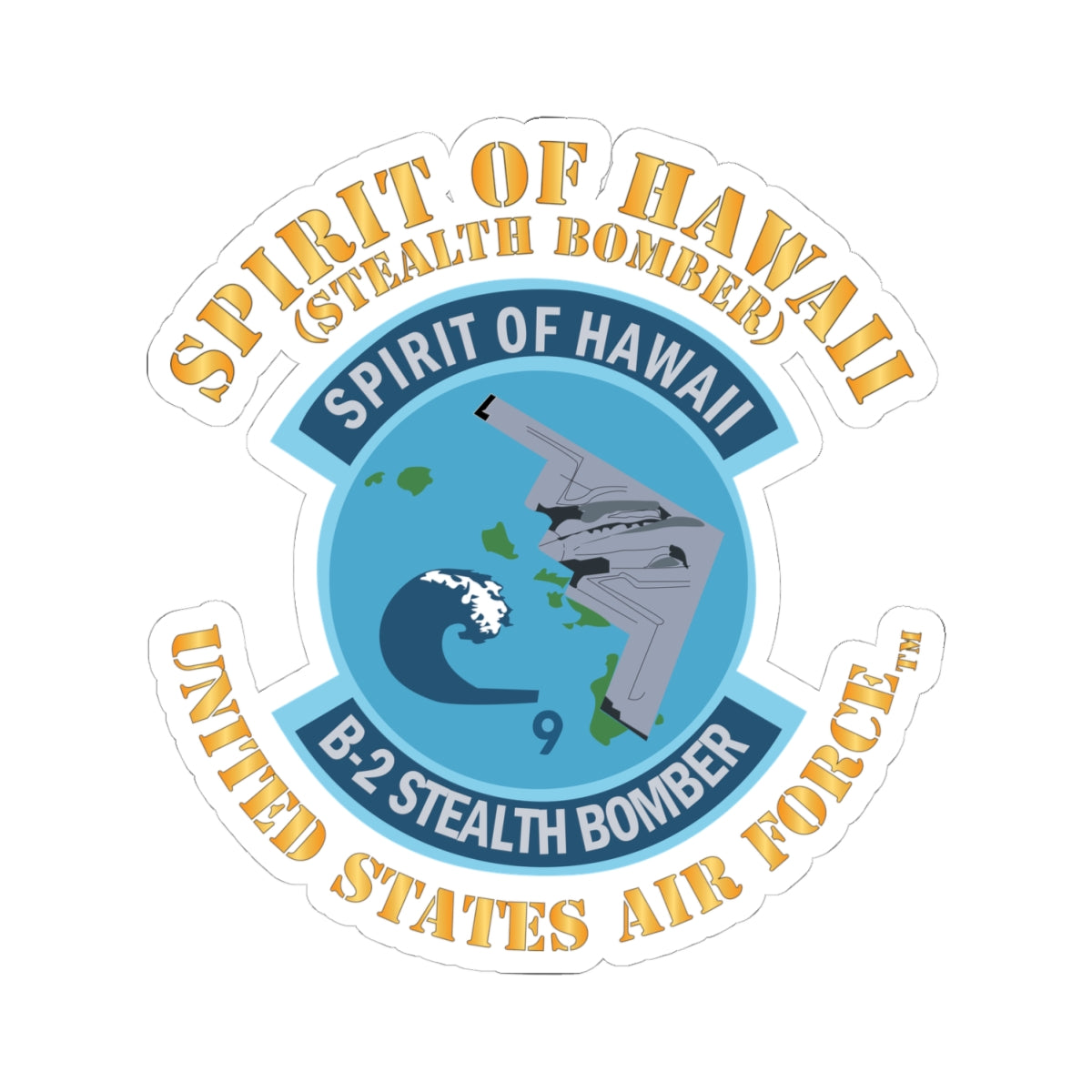 Kiss-Cut Stickers - USAF - B2 - Spirit of Hawaii - Stealth Bomber X 300