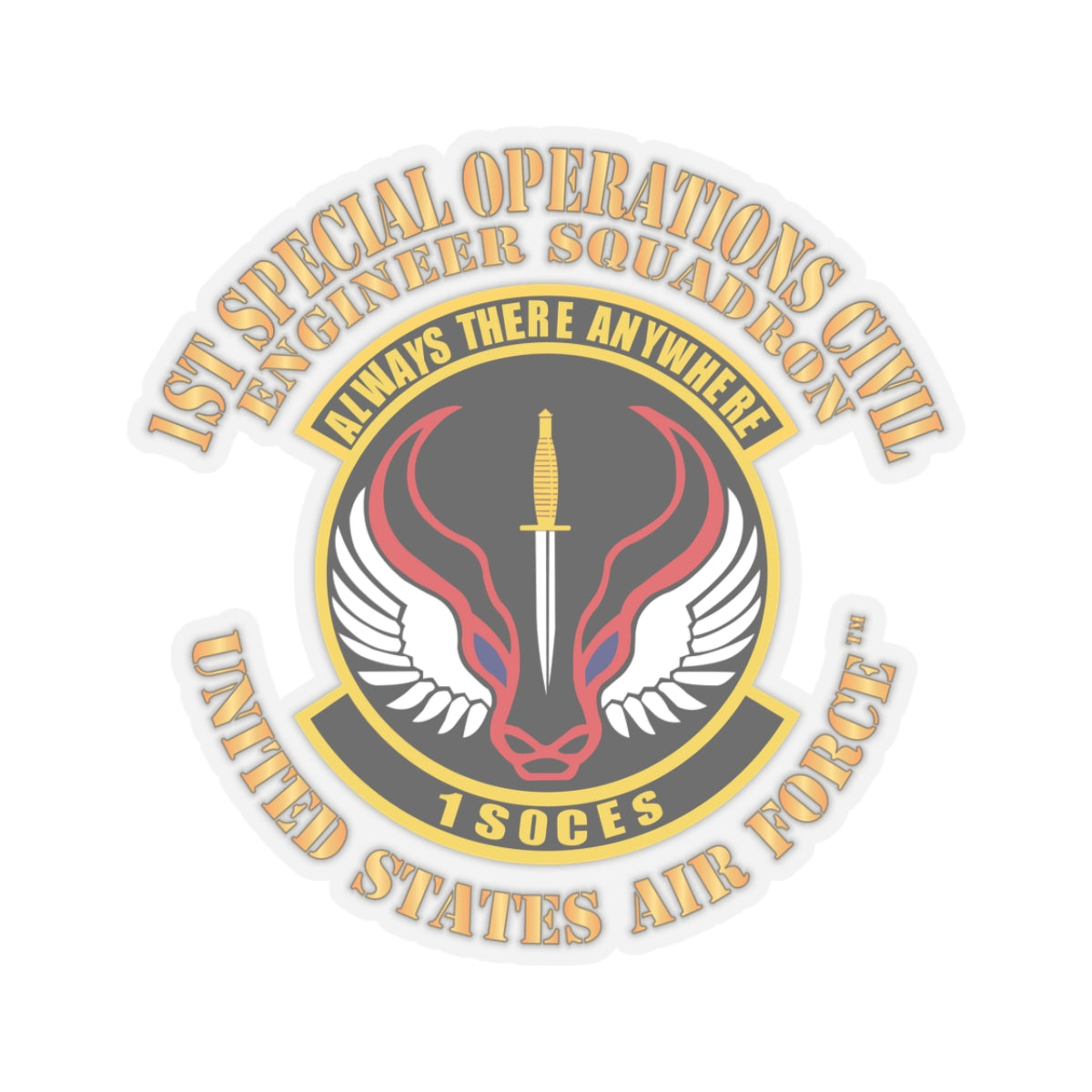 Kiss-Cut Stickers - USAF - 1st Special Operations Civil Engineer Sq X 300