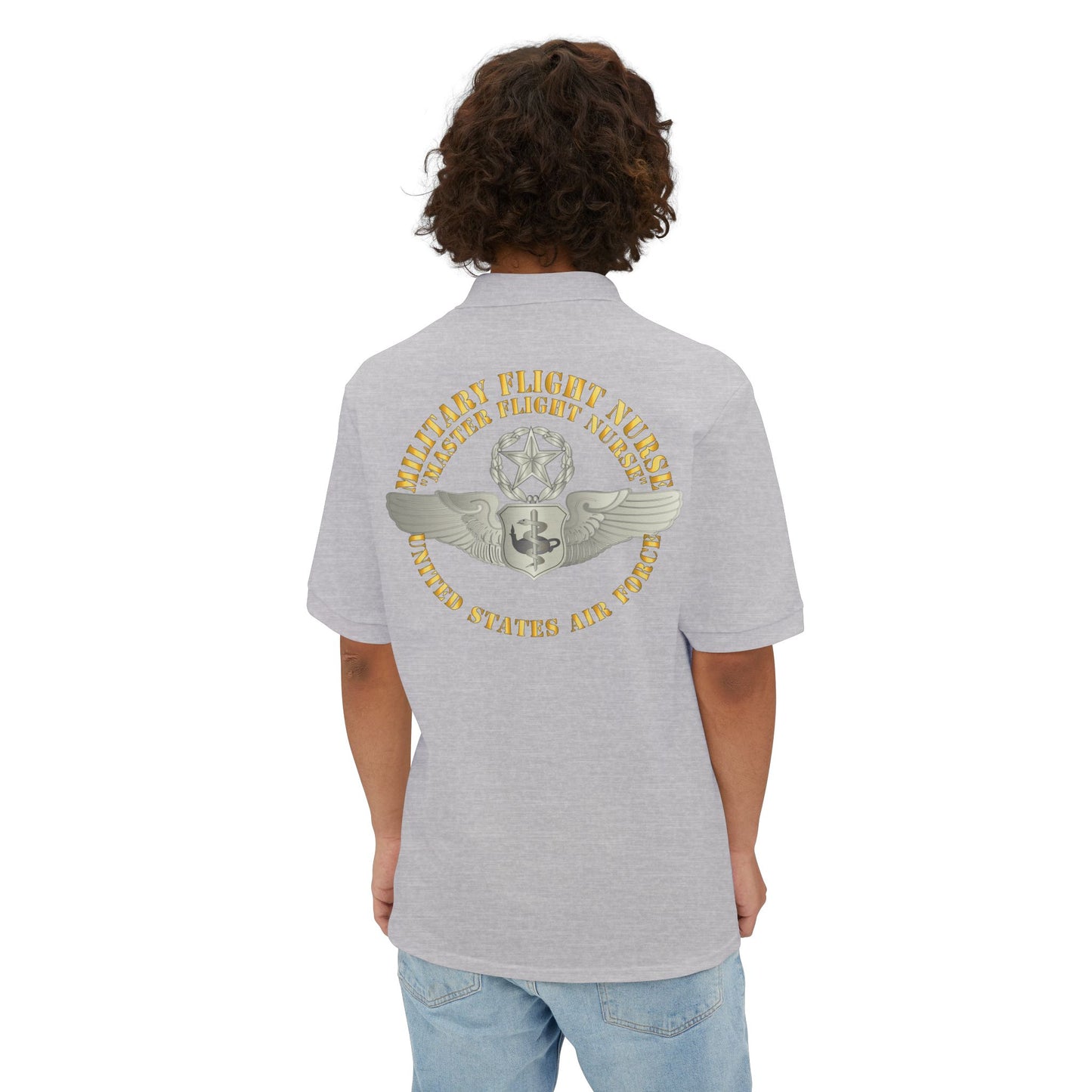 Men's Piqué Polo -USAF - Military Flight Nurse - Flight Nurse - Master