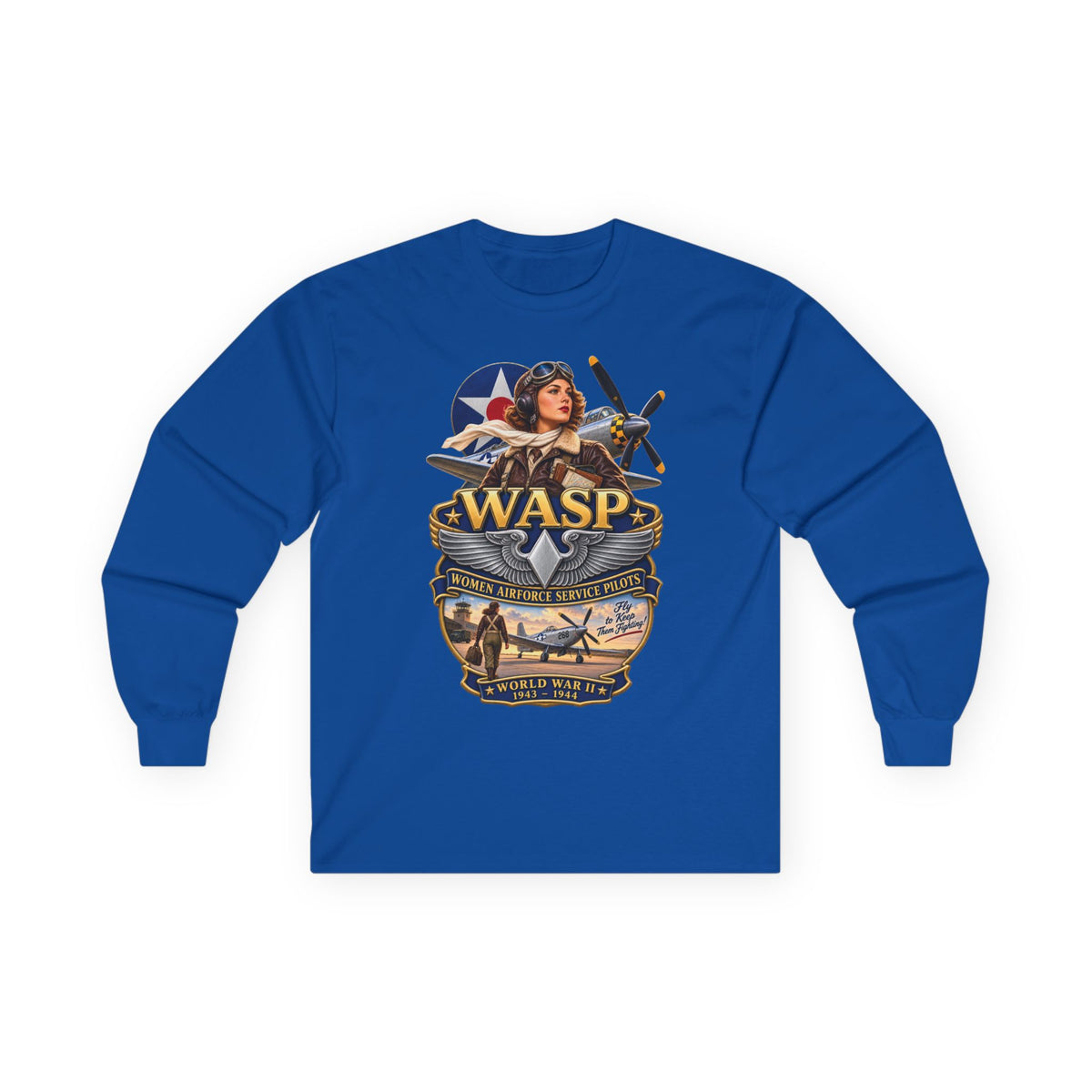 Unisex Ultra Cotton Long Sleeve Tee - WASP - Women Airforce Service Pilot - WWII - 3D - Enhanced