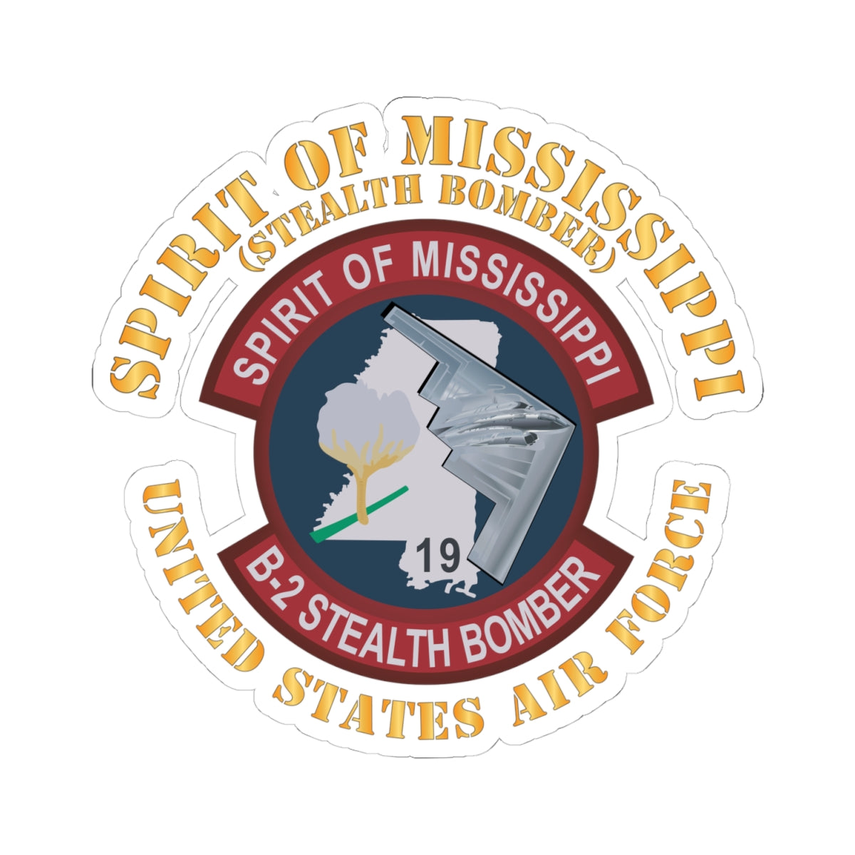 Kiss-Cut Stickers - USAF - B2 - Spirit of Mississippi - Stealth Bomber X 300