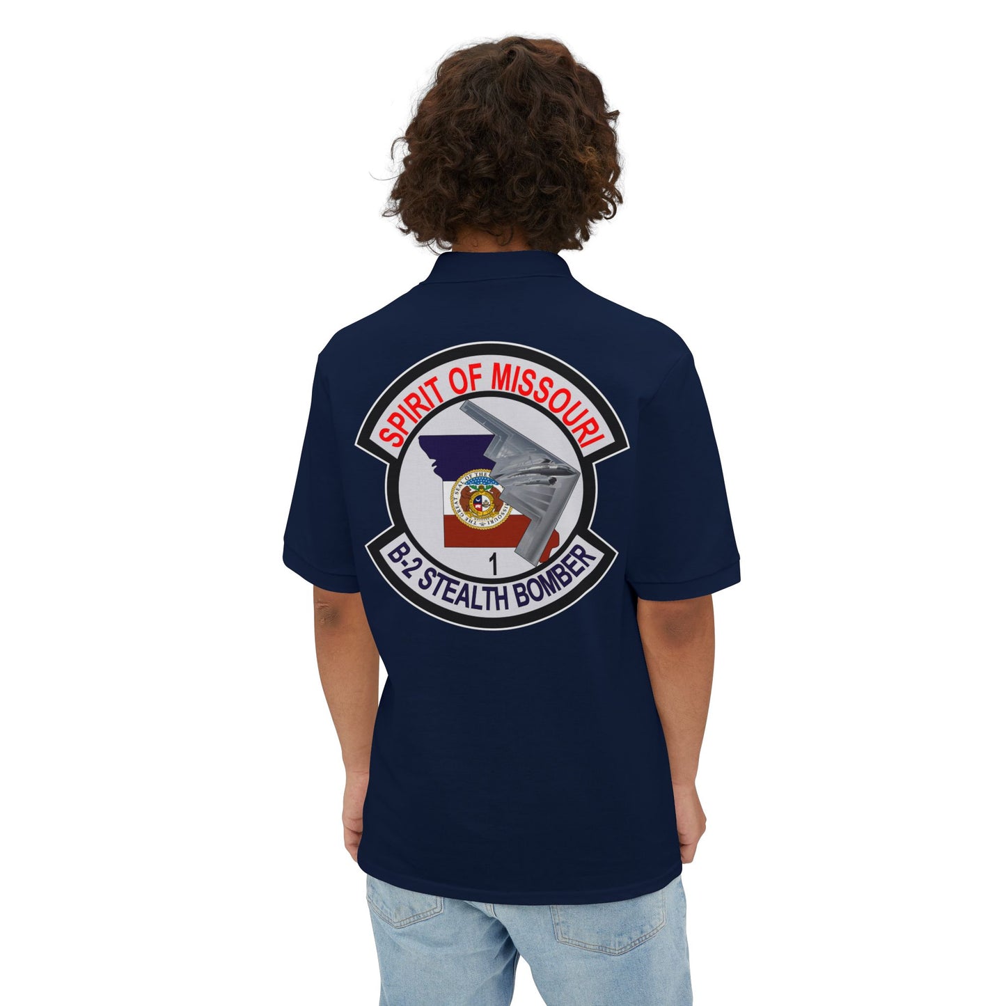 Men's Piqué Polo - USAF - B2 - Spirit of Missouri - Stealth Bomber wo Txt