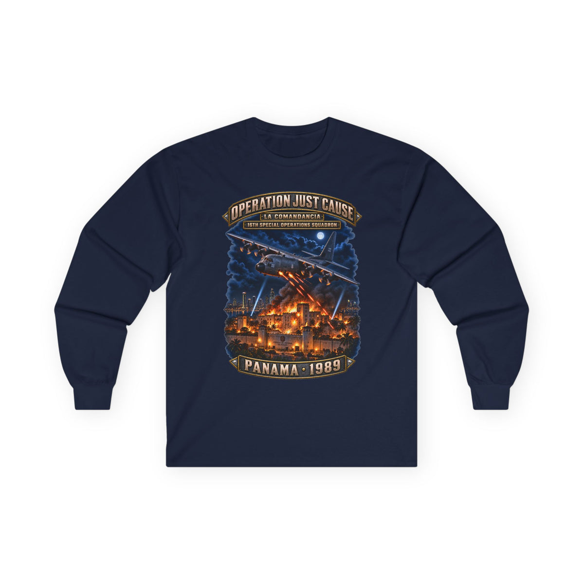 Unisex Ultra Cotton Long Sleeve Tee - SOF - 16th SOS - Panama Invasion 1989 - La Comandancia - 3D - Enhanced