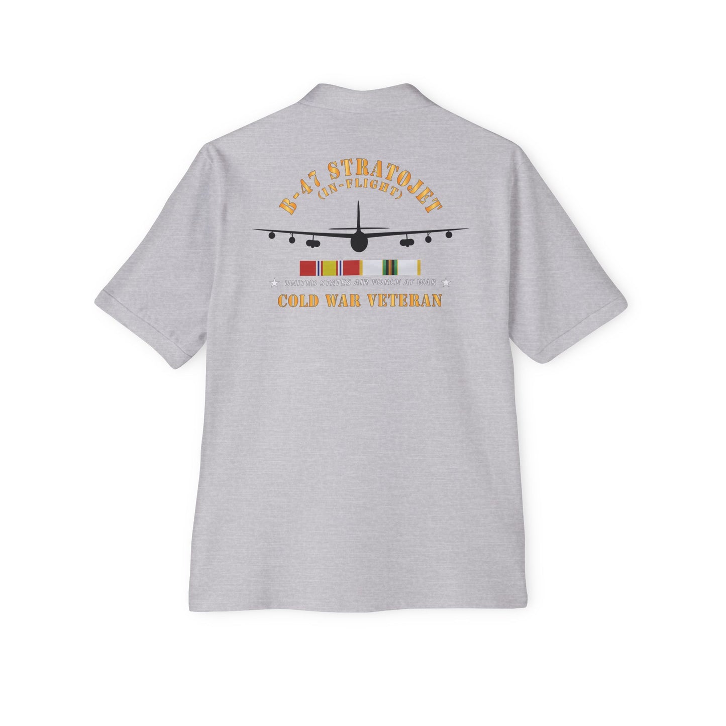 Men's Piqué Polo - USAF - B-47 Stratojet - In Flt - Silhouette - Cold War Veteran X 300