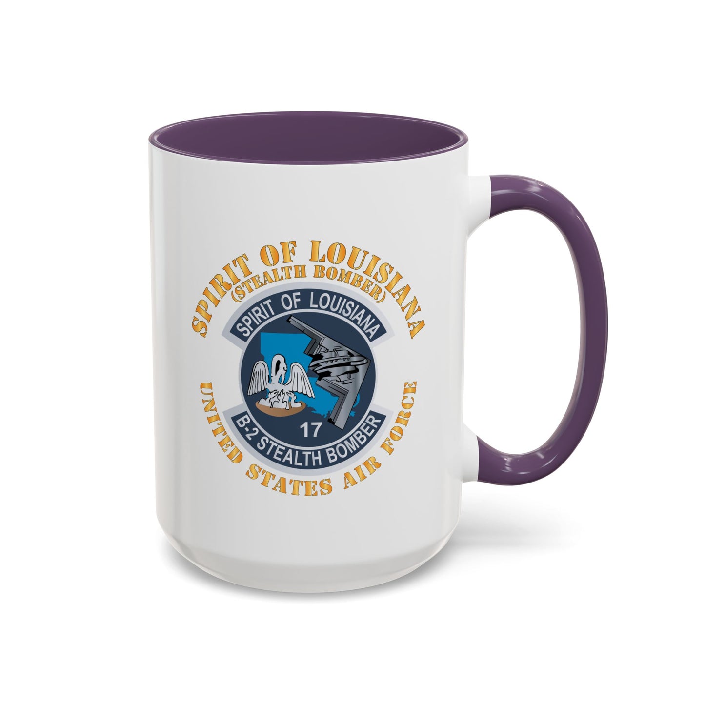 Accent Coffee Mug (11oz & 15oz) - USAF - B2 - Spirit of Louisiana - Stealth Bomber X 300
