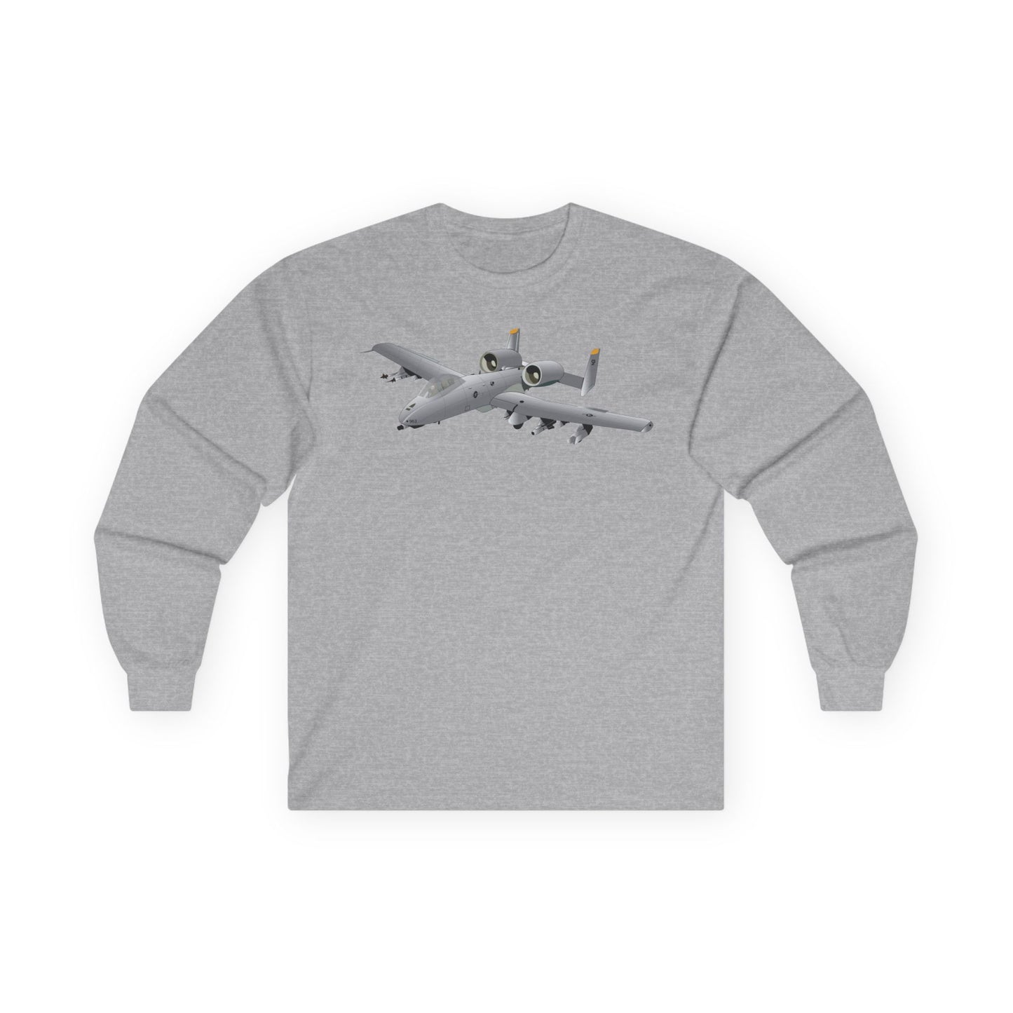 Unisex Ultra Cotton Long Sleeve Tee - Aircraft - A10 - Front - Top - Oblique X 300