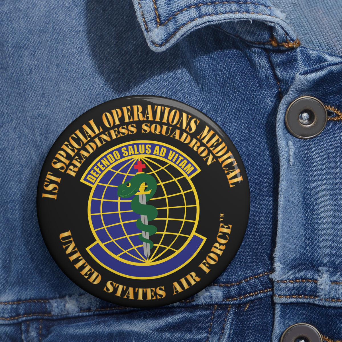 Custom Pin Button - USAF -  1st Special Operations Medical Readiness Squadron