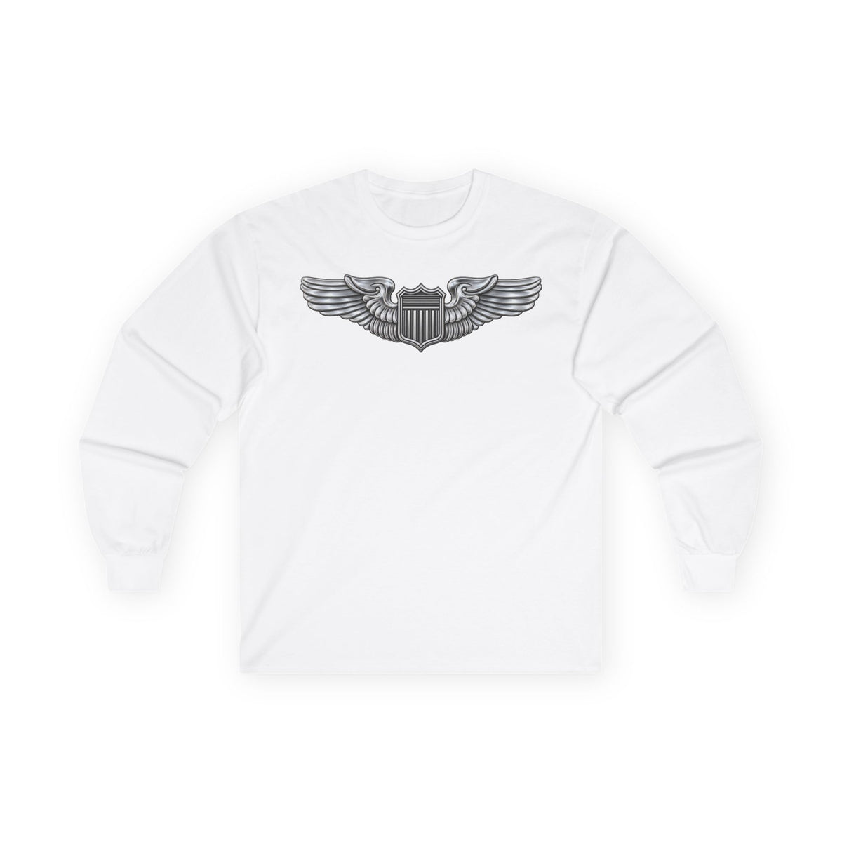 Unisex Ultra Cotton Long Sleeve Tee - USAF - Basic Pilot Badge wo Txt - 3D - Enhanced