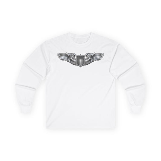Unisex Ultra Cotton Long Sleeve Tee - USAF - Basic Pilot Badge wo Txt - 3D - Enhanced