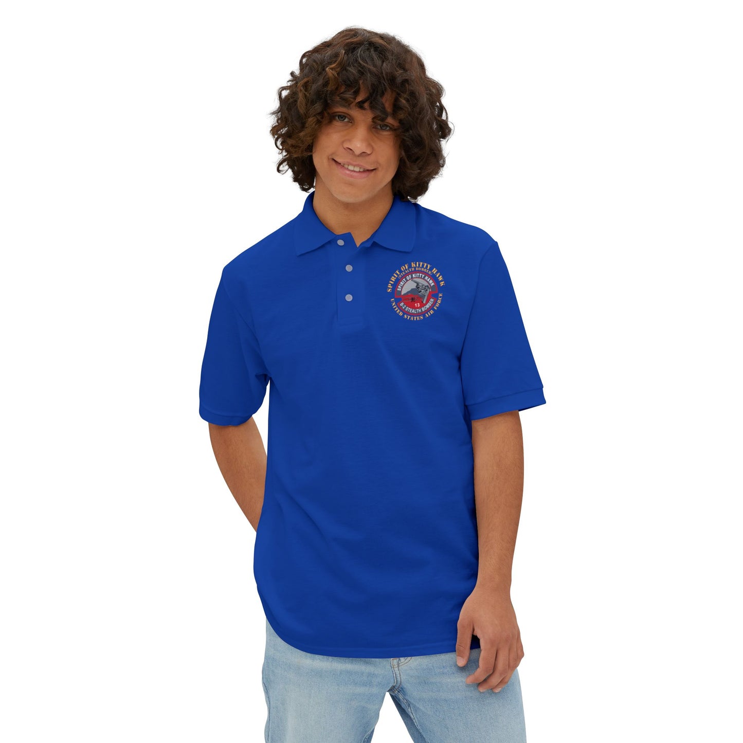 Men's Piqué Polo - USAF - B2 - Spirit of Kitty Hawk - Stealth Bomber X 300