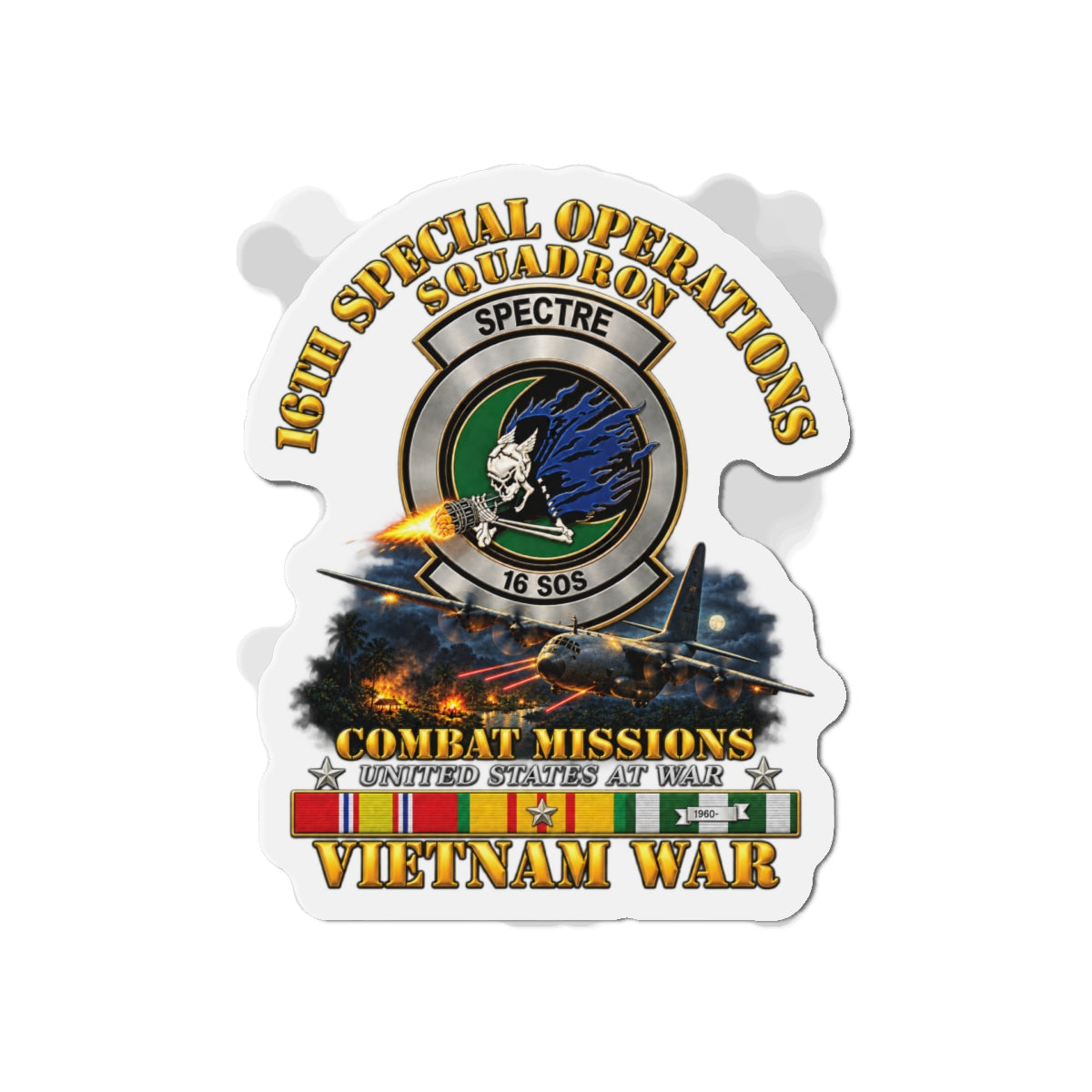 Die-Cut Magnet - SOF - 16th SOS - Combat Missions w VN SVC - 3D - Enhanced