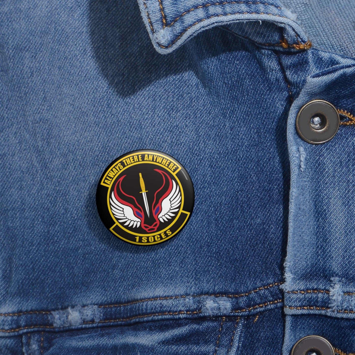 Custom Pin Button - USAF - 1st Special Operations Civil Engineer Sq wo txt