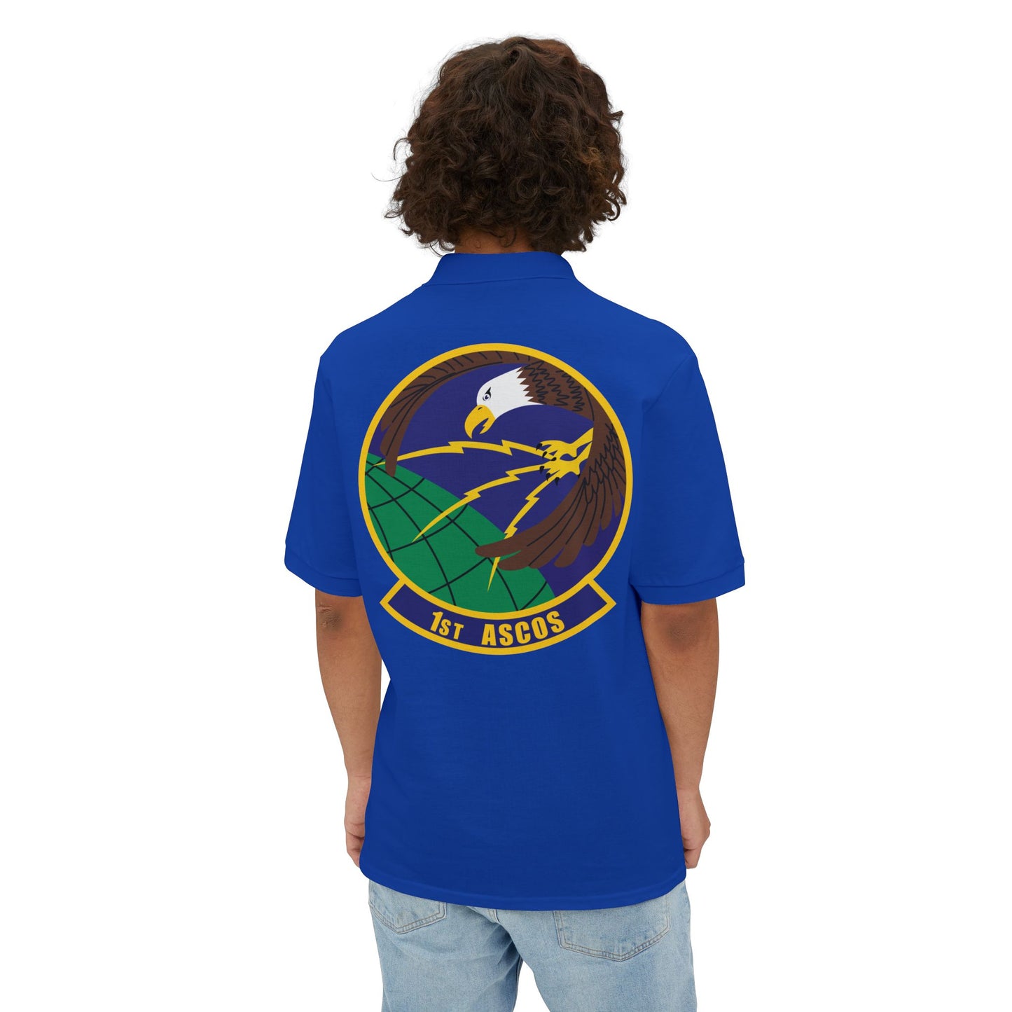 Men's Piqué Polo - USAF - 1st Air & Space Communications Operations Sq wo txt X 300