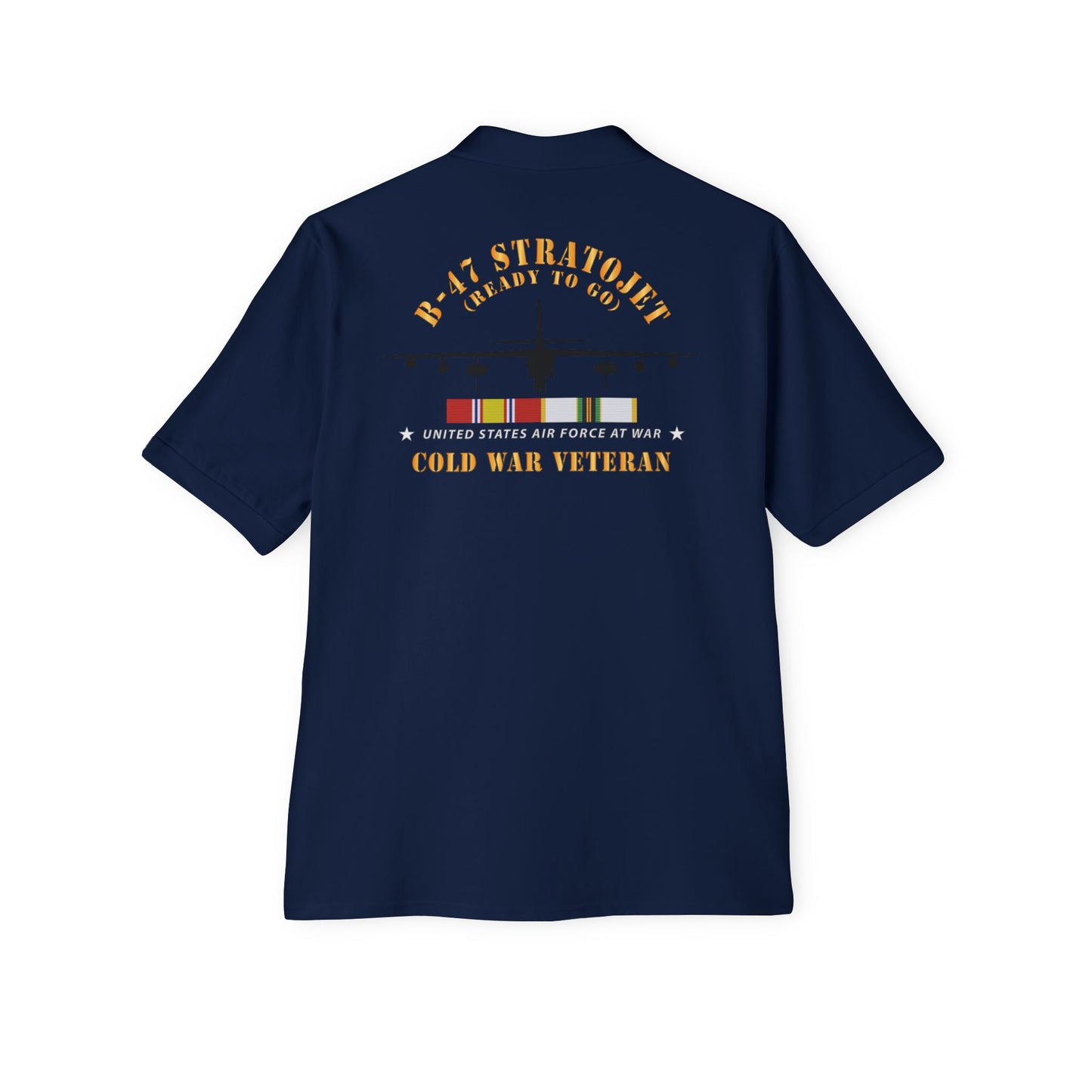 Men's Piqué Polo - USAF - B-47 Stratojet - Ready to Go - Silhouette - Cold War Veteran X 300