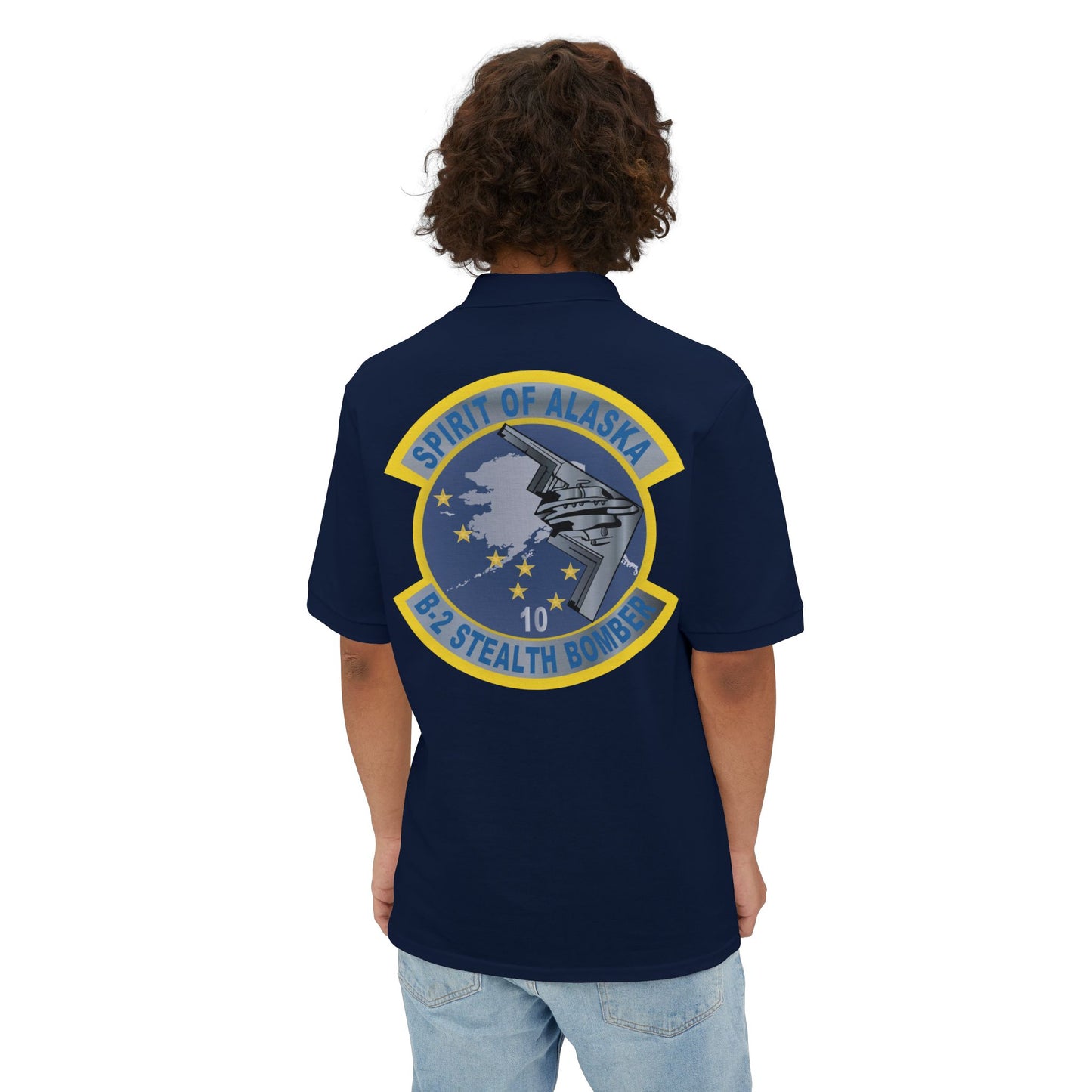 Men's Piqué Polo - USAF - B2 - Spirit of Alaska - Stealth Bomber wo txt X 300
