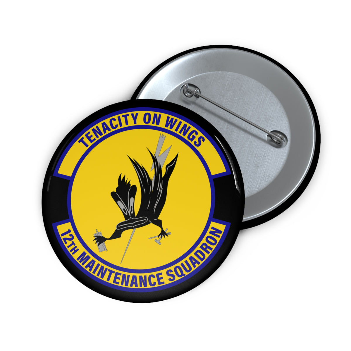 Custom Pin Button - USAF - 12th Maintenance Sq wo txt