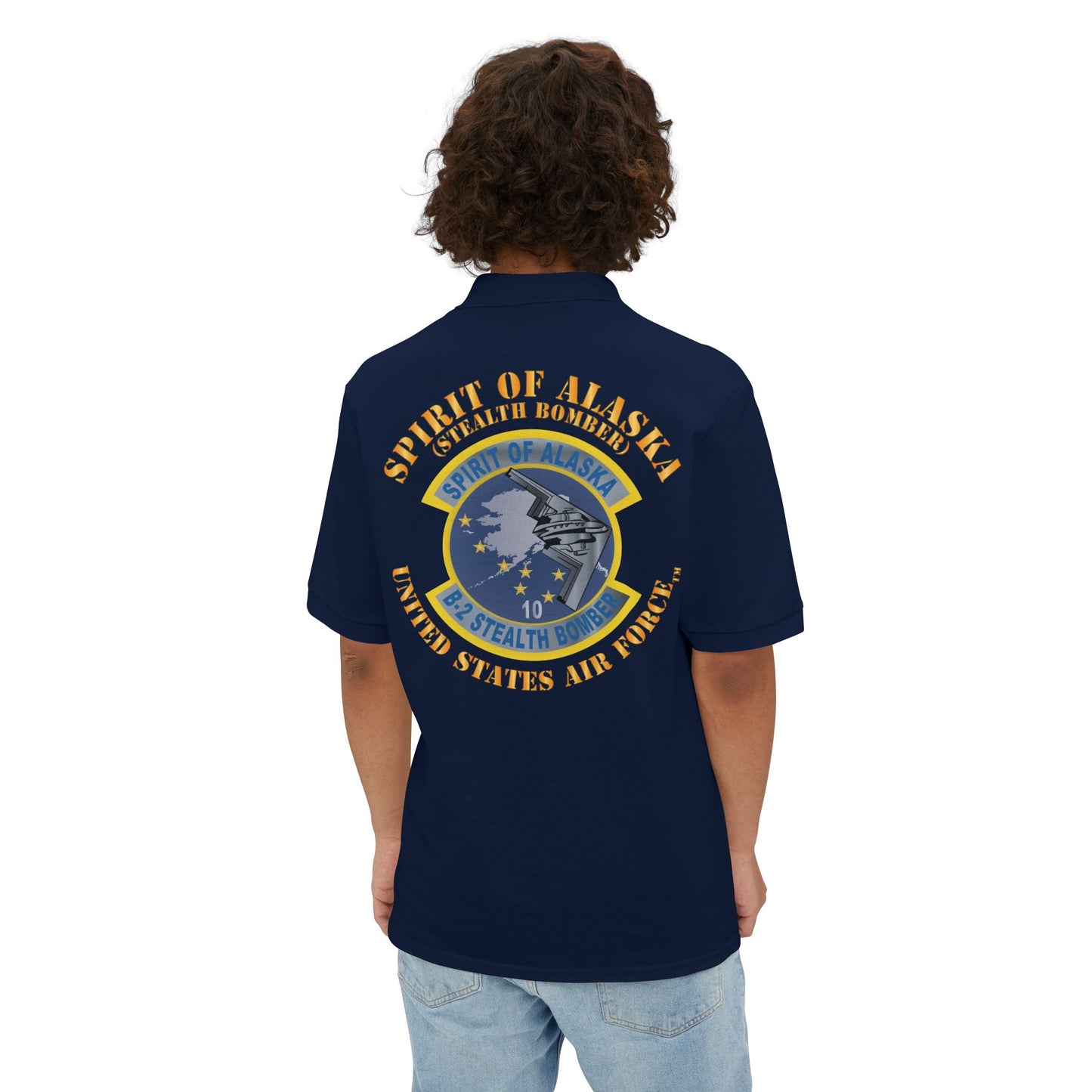 Men's Piqué Polo - USAF - B2 - Spirit of Alaska - Stealth Bomber X 300