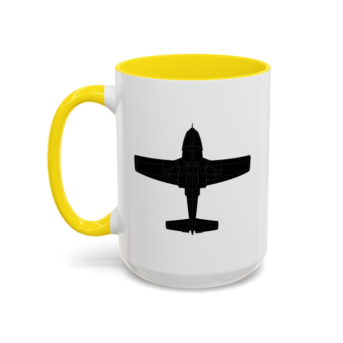 Accent Coffee Mug (11oz & 15oz) - Aircraft - T-37-Trainer - Bottom - Black - Metal X 300