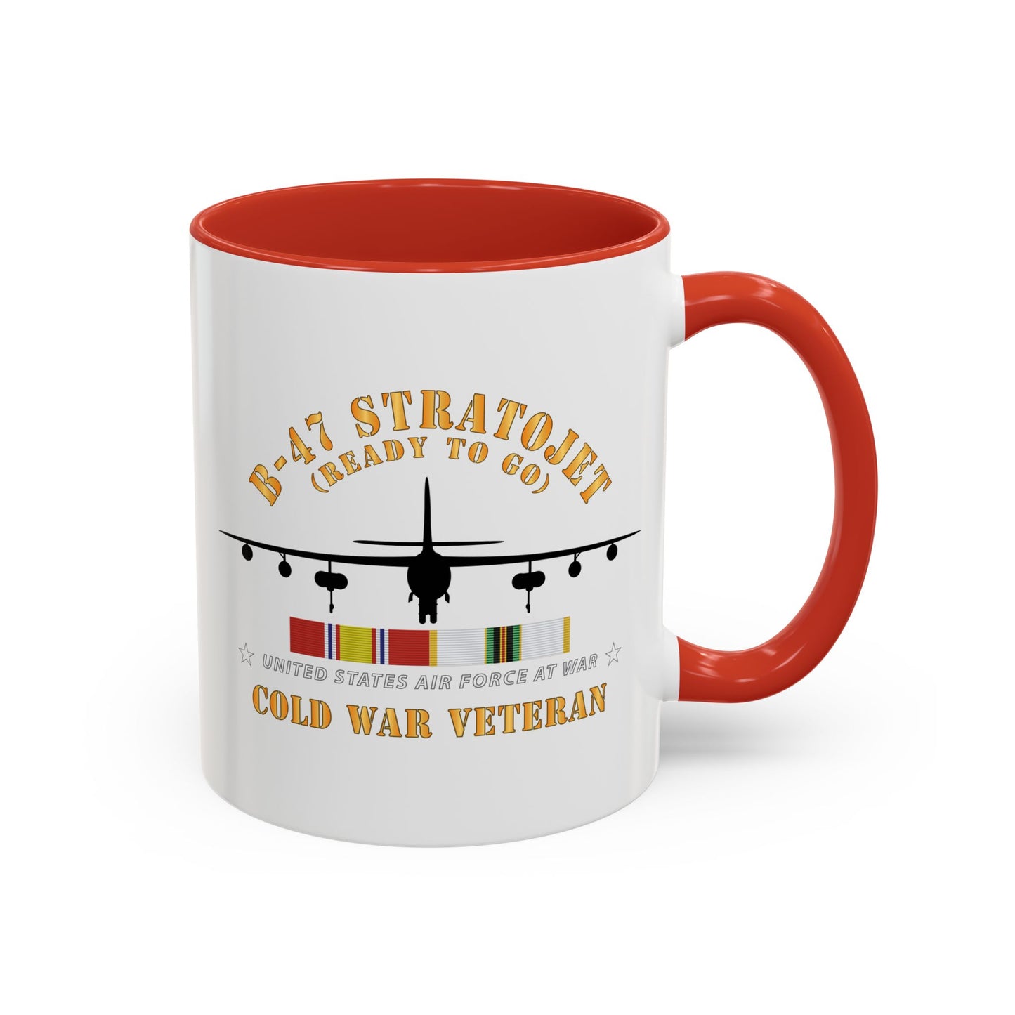 Accent Coffee Mug (11oz & 15oz) - USAF - B-47 Stratojet - Ready to Go - Silhouette - Cold War Veteran X 300