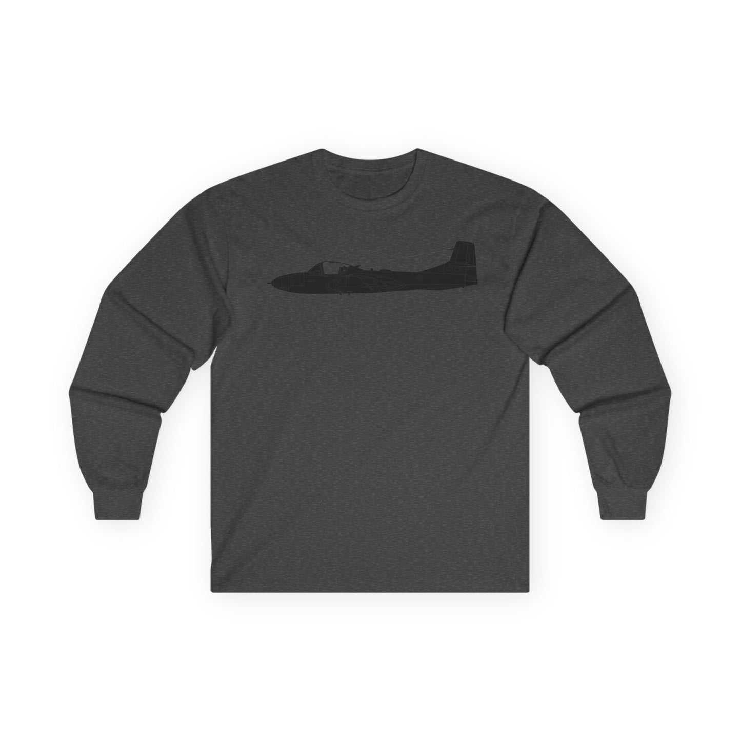 Unisex Ultra Cotton Long Sleeve Tee - Aircraft - T-37-Trainer - Side - Black - Metal X 300