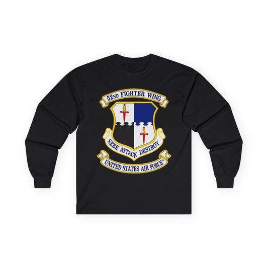 Unisex Ultra Cotton Long Sleeve Tee - 52nd Fighter Wing - Shield - United States Air Force w TM