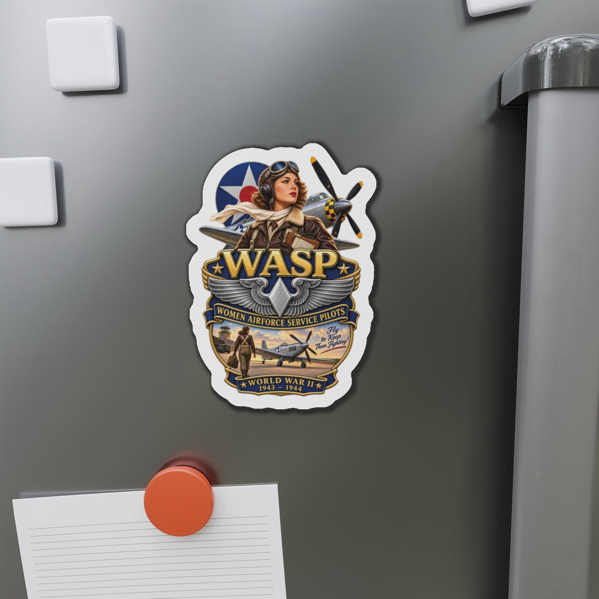 Die-Cut Magnet - WASP - Women Airforce Service Pilot - WWII - 3D - Enhanced