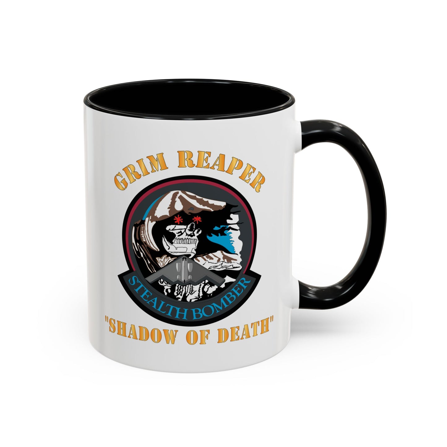 Accent Coffee Mug (11oz & 15oz) - USAF - B2 - Grim Reaper - Stealth Bomber X 300