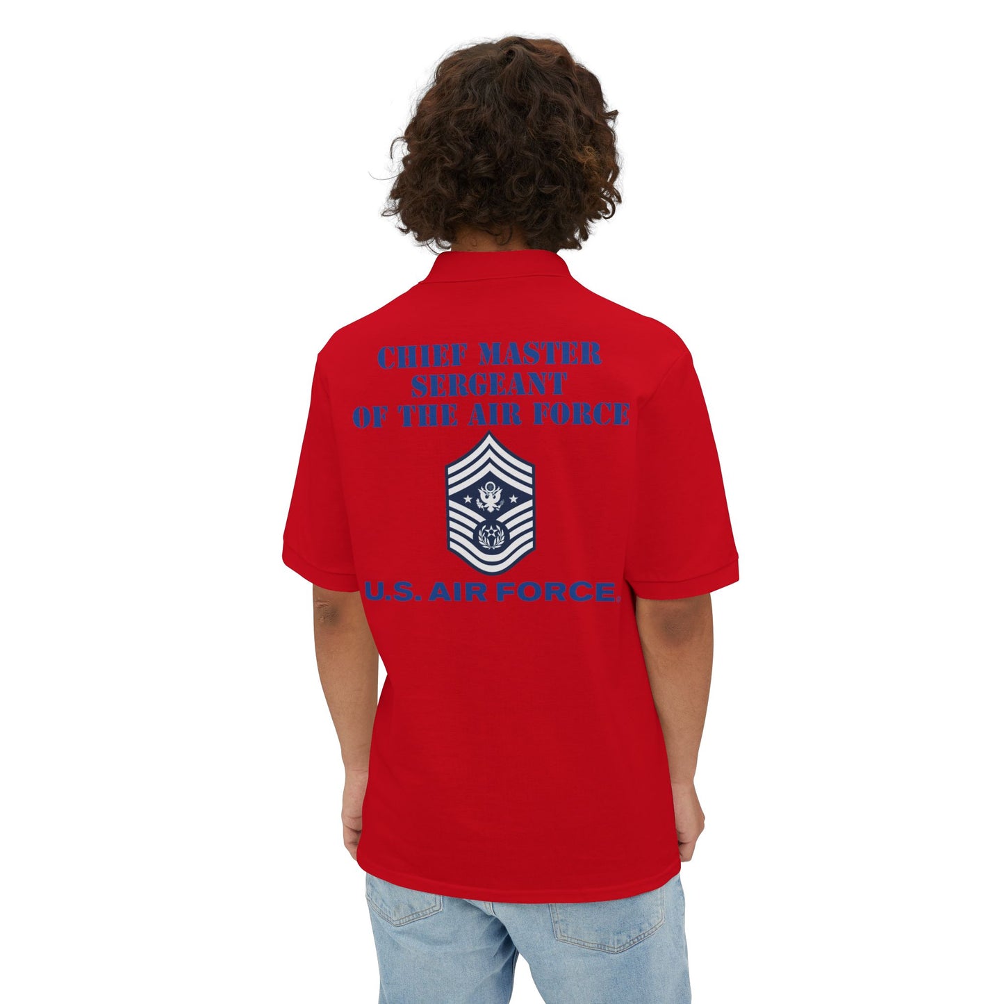 Men's Piqué Polo - USAF - Chief Master Sergeant of the Air Force (E9d) - US Air Force w Text X 300