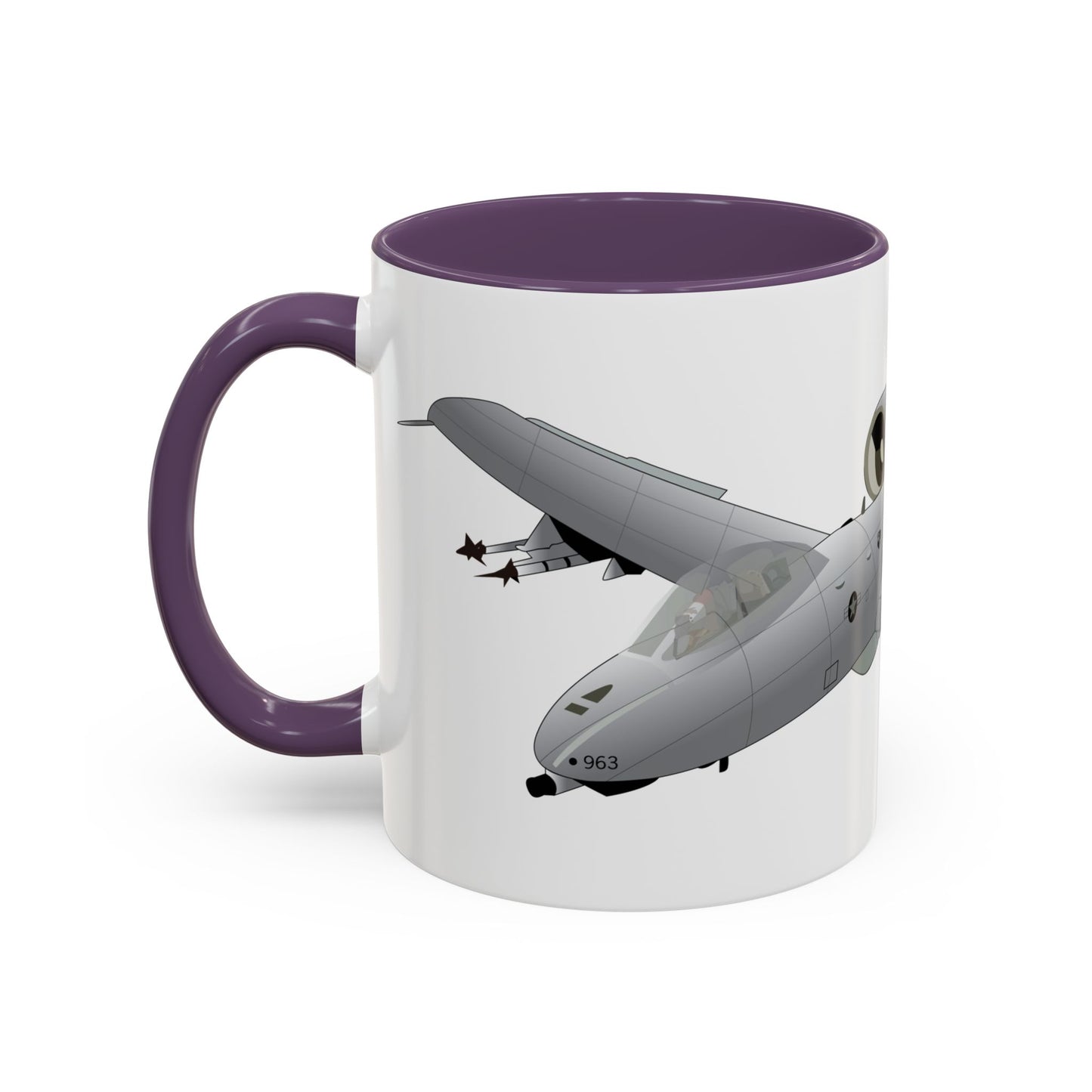 Accent Coffee Mug (11oz & 15oz) - Aircraft - A10 - Front - Top - Oblique X 300