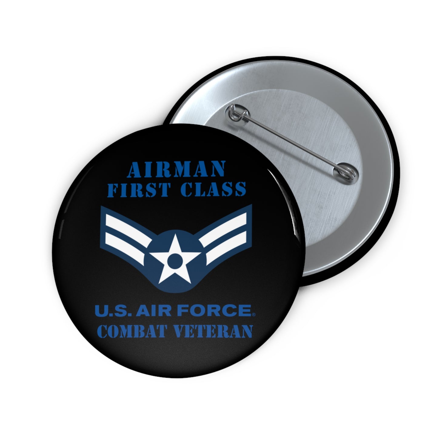 Custom Pin Button - USAF - Airman - First Class (E3) - 2020 - Combat Veteran