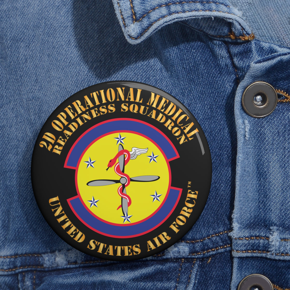 Custom Pin Button - USAF - 2d Operational Medical Readiness Sq