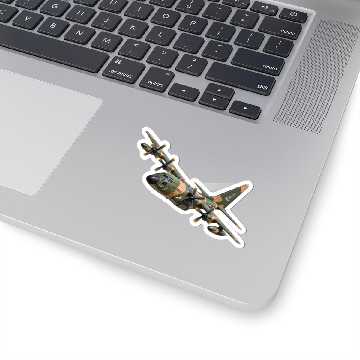Kiss-Cut Stickers - C-130  Aircraft - Camo - Landing - Hard Left Bank