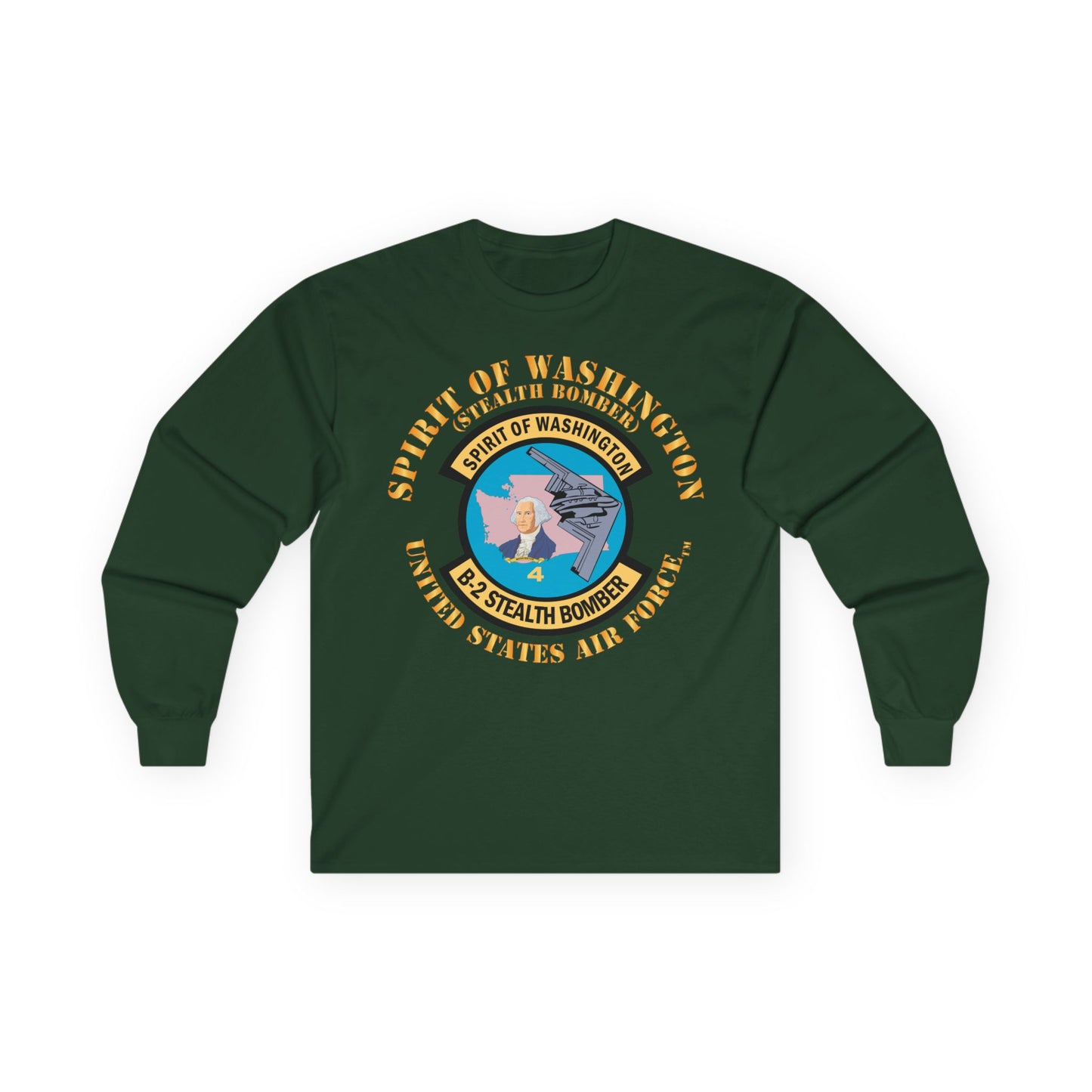 Unisex Ultra Cotton Long Sleeve Tee - USAF - B2 - Spirit of Washington - Stealth Bomber X 300