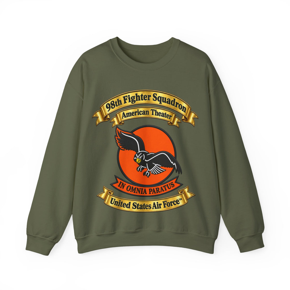 Crewneck Sweatshirt - 98th Fighter-Interceptor Squadron - SSI - American Theater - USAAF - 3D - Transparent