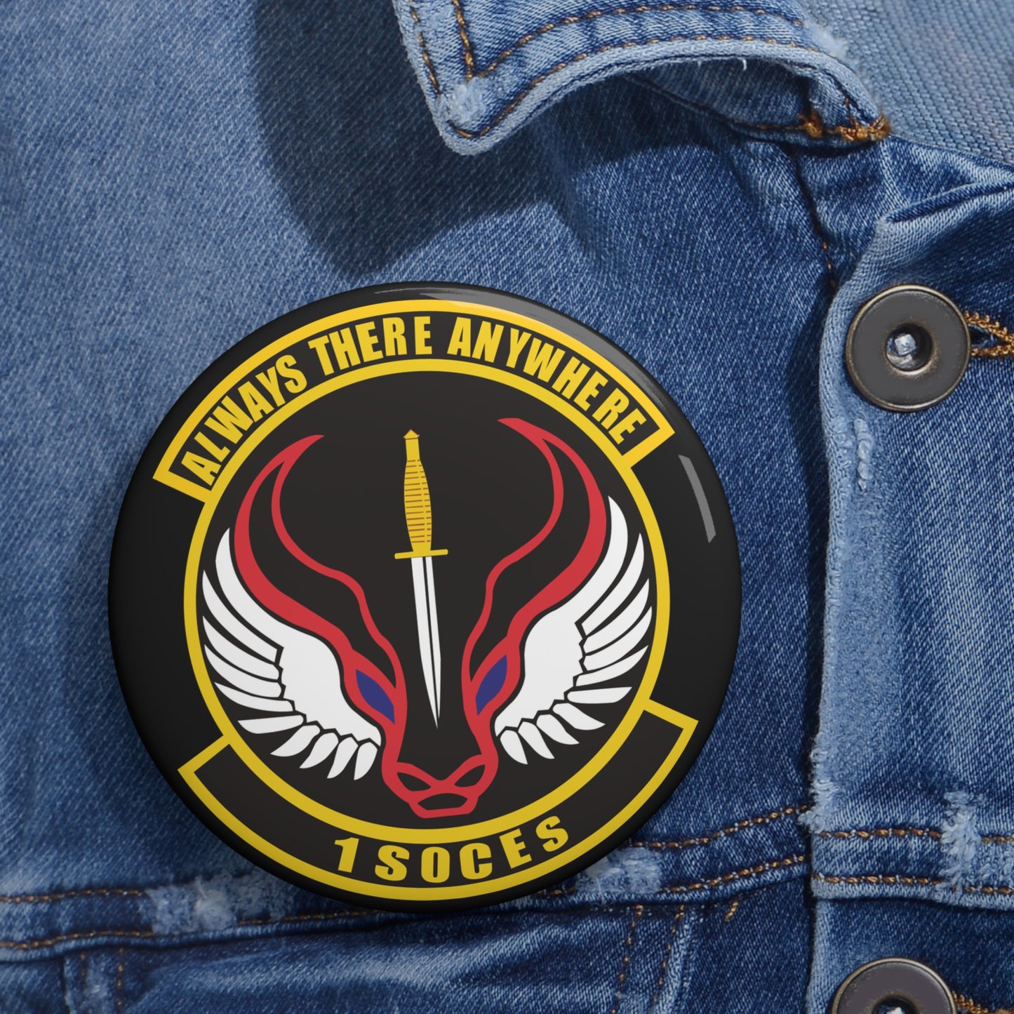 Custom Pin Button - USAF - 1st Special Operations Civil Engineer Sq wo txt