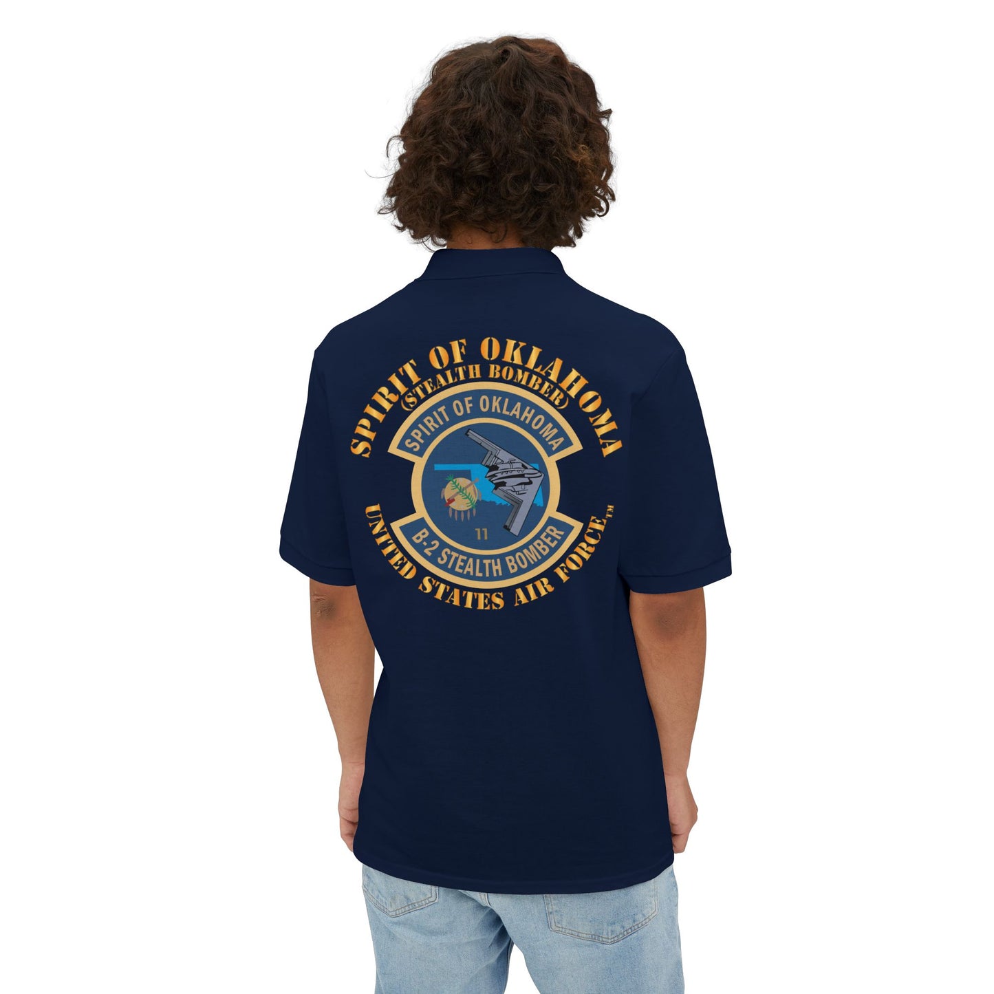 Men's Piqué Polo - USAF - B2 - Spirit of Oklahoma - Stealth Bomber X 300