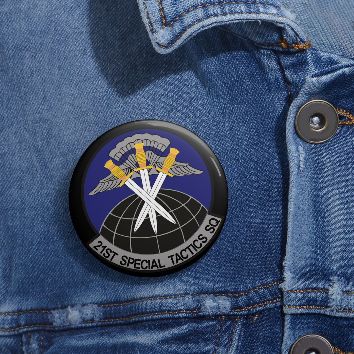 Custom Pin Button - USAF - 21st Special Tactics Squadron wo Txt